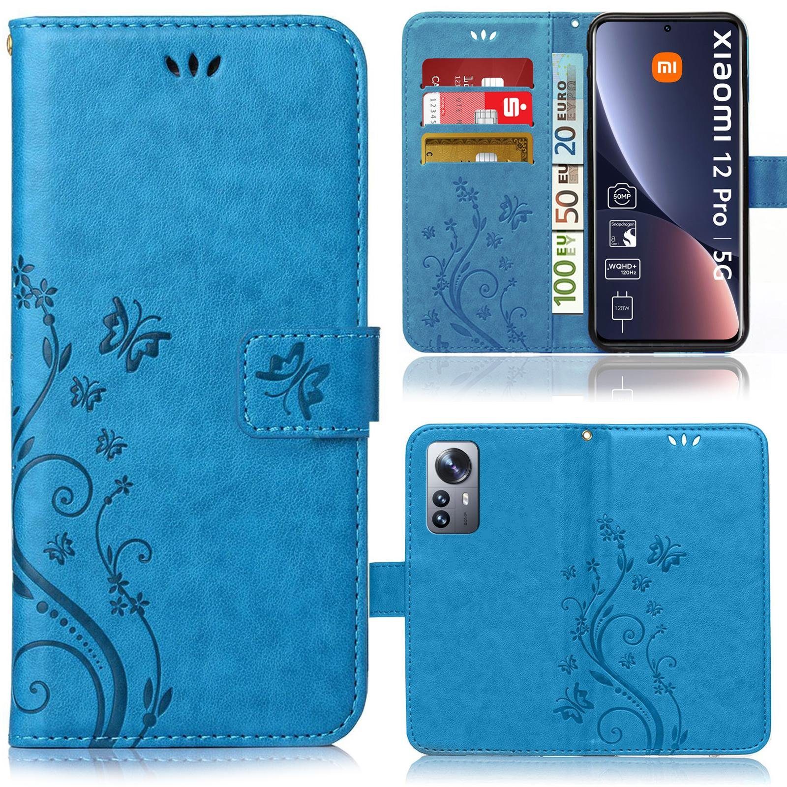 Numerva Handyhülle Bookstyle Flower Handytasche Schutzhülle für Xiaomi 12 Pro, Klapphülle Flip Cover Case