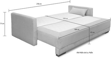 INOSIGN Schlafsofa Andrea, mit Boxspringaufbau, Bettfunktion & Bettkasten, Dauerschlafsofa