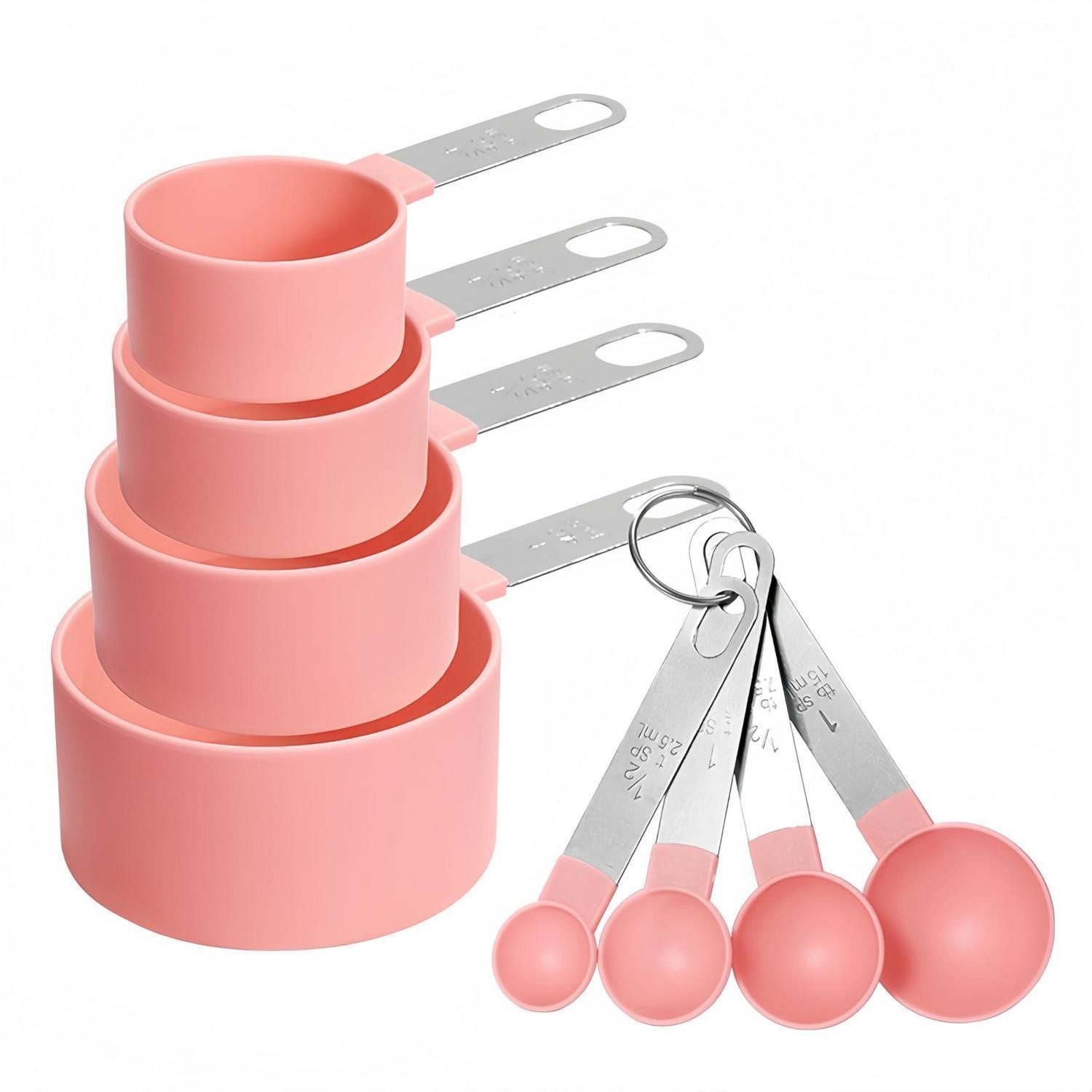 LuxusKollektion Messbecher 8-tlg Messbecher Löffel Set Rosa, Metall, (1-St)