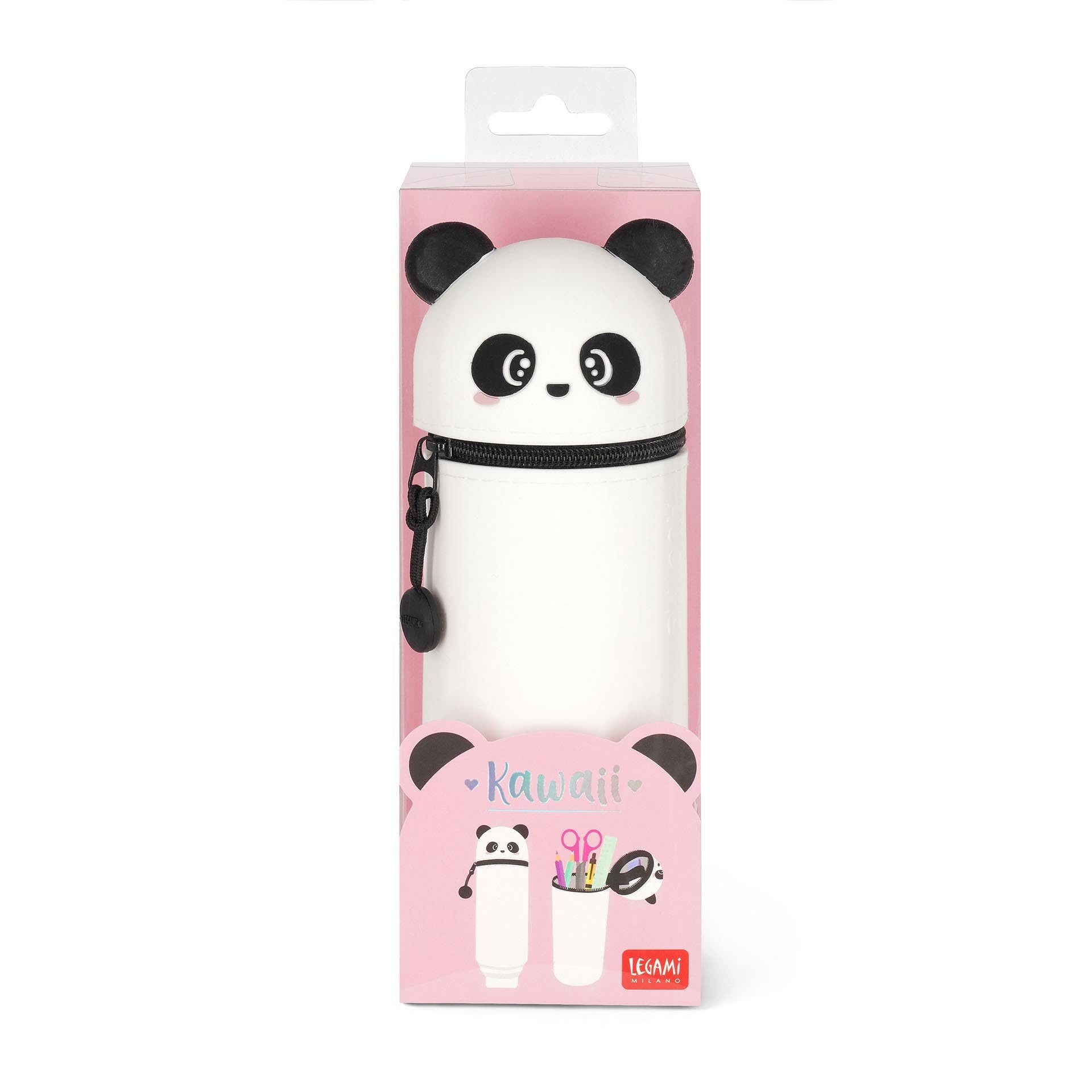 Legami Federmäppchen 2-in-1 Silikontasche Kawaii Giraffe, H 18,5 cm, Stiftetasche, Weich, Reißverschluss, Tischstifthalter, Buntstifte Marker – Bild 5 von 5