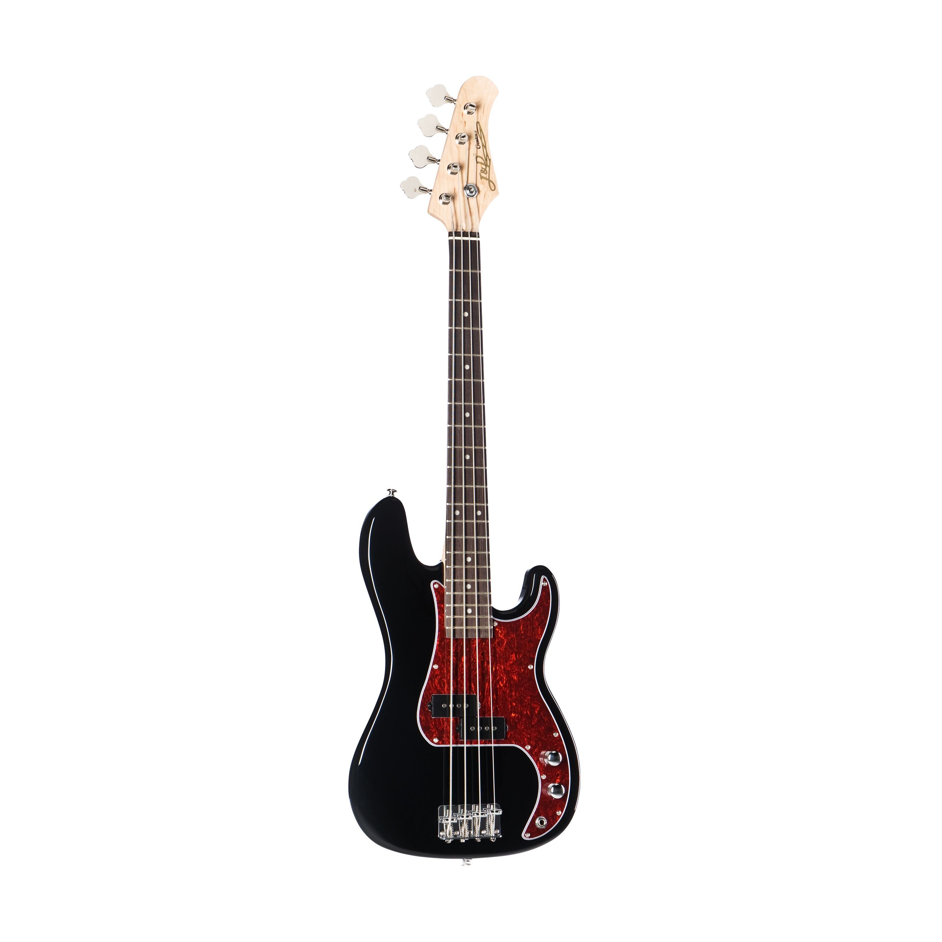 J & D E-Bass, PB Mini Black Shortscale E-Bass mit Split-Coil Pickup und passiver Schaltung, E-Bässe, 4-Saiter E-Bässe, PB Mini Black Shortscale E-Bass, Split-Coil Pickup, passiver