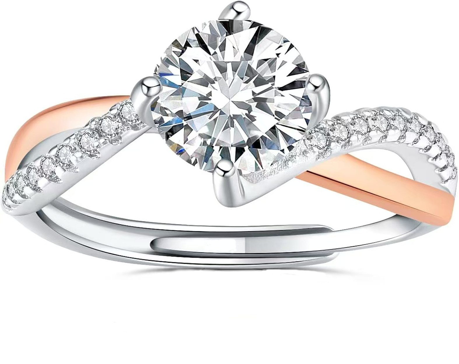 Jumpeak Trauring Verstellbarer Damenring,1ct,D,VS1,3EX,Damen-Diamantring, Ehering, Geschenkideen für Damen, Überraschungsgeschenke, Geschenke für Töchter
