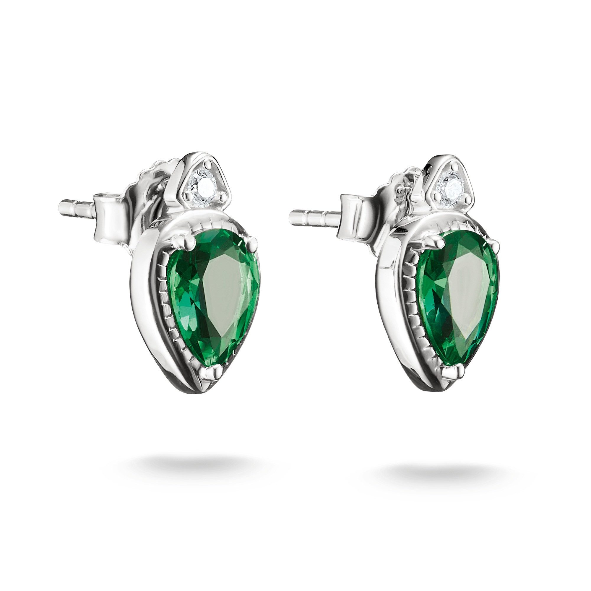 THOMAS SABO Paar Ohrstecker Ohrstecker Smaragdgrüne Tropfen Elyndra Silber H2333-166-6