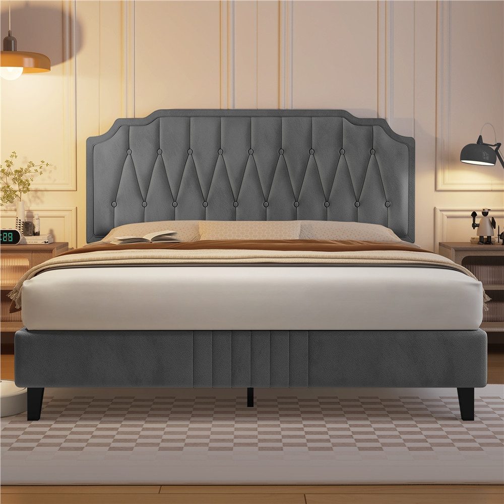 Yaheetech Polsterbett Bettgestell, Doppelbett 140 × 200 cm mit höhenverstel günstig online kaufen
