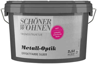 SCHÖNER WOHNEN-Kollektion Wandfarbe »Metall-Optik Effektfarbe«, 2,5 Liter, silber, matt, Effektfarbe im metallischen Look