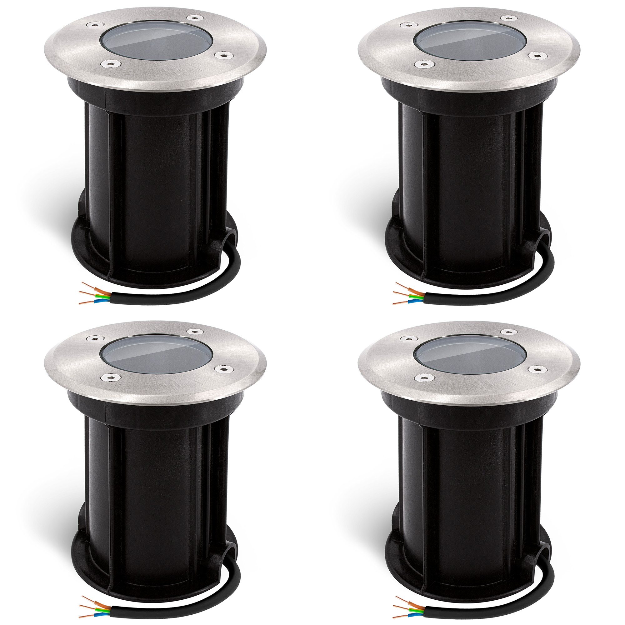 linovum LED Gartenstrahler 4x BORU Bodeneinbauleuchte rund für GU10 gebürstet IP67 Bodenleuchte