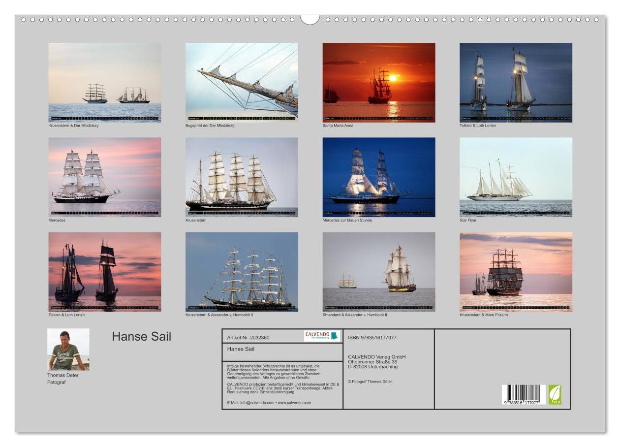 Thumbnail - CALVENDO Wandkalender Hanse Sail (Wandkalender 2026 DIN A2 quer), CALVENDO Monatskalender