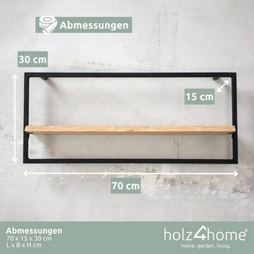 holz4home Wandregal Wandregal long in schwarz hellgrau geölt gerahmt von holz4home®