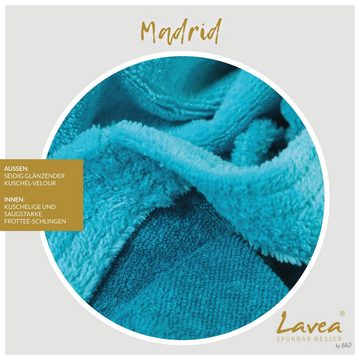 Lavea Bademantel Bademantel Madrid, Kapuze, Gürtel aus Soft-Velour, mit Kaputze, mit Gürtel, mit Taschen