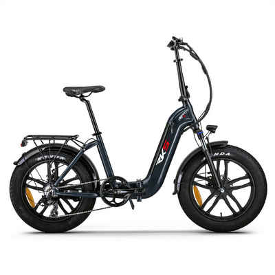 Docrooup E-Bike E-Bike Elektrofahrrad Klapprad, 20Zoll 36 V/10Ah für Damen Herren, 7 Gang, 250W Hinterradmotor, 360 Wh Li-lon akku, (Klappbares Fahrrad und nur 24kg, innerhalb der StVZO), Maximale Reichweite 60 km, für 160 - 190 cm