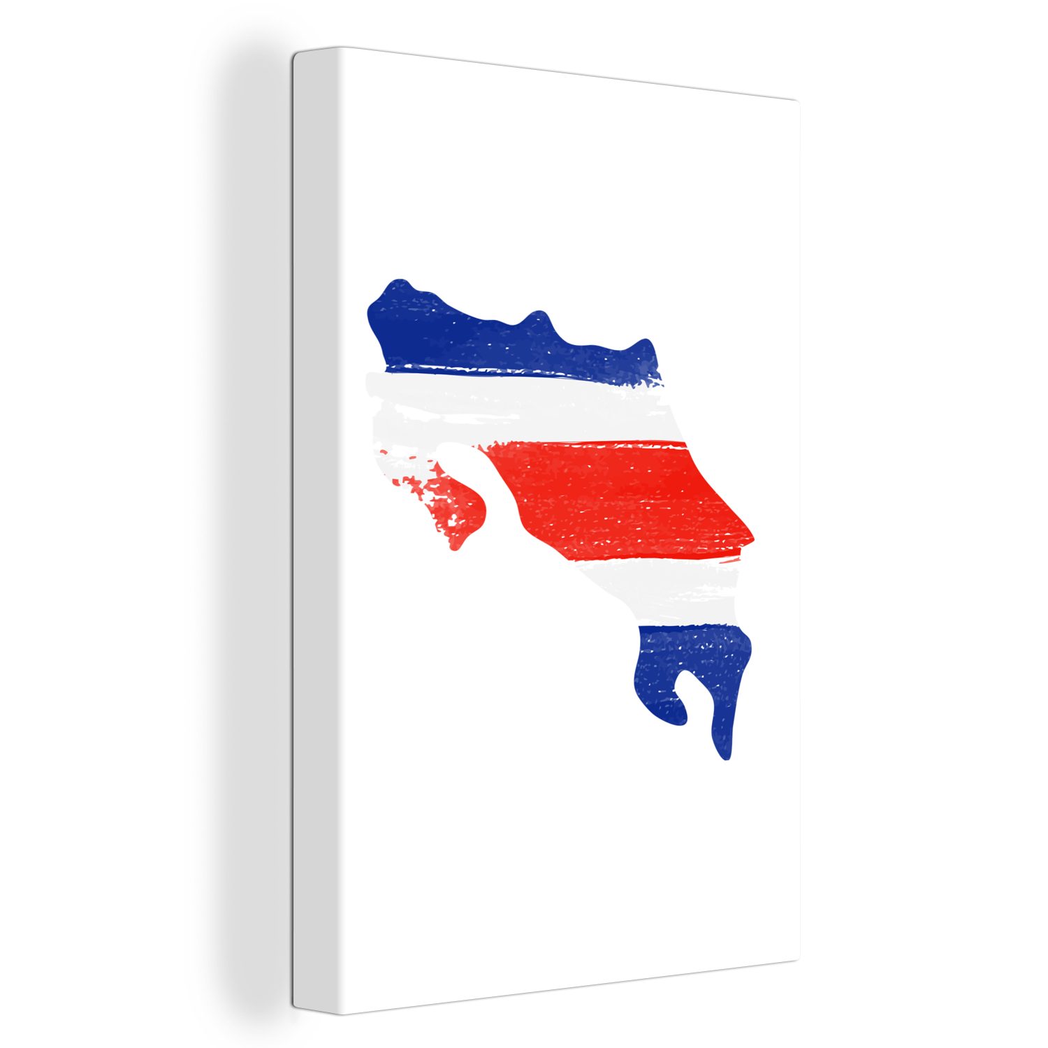 OneMillionCanvasses® Leinwandbild Costa Rica - Karte - Flagge, (1 St), Leinwandbild fertig bespannt inkl. Zackenaufhänger, Gemälde, 20x30 cm