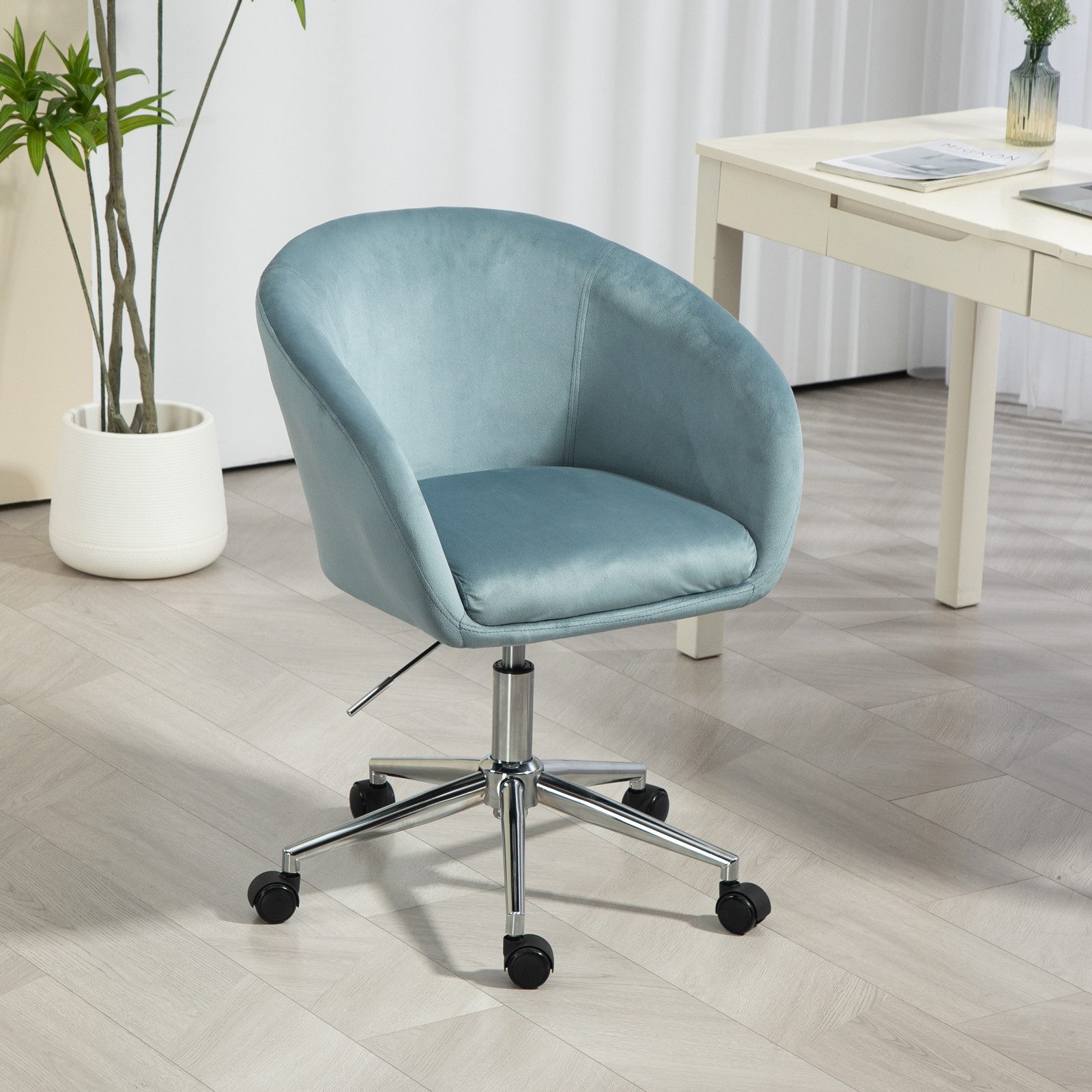 SVITA Bürostuhl LOUISA, Schreibtischstuhl, Samtbezug, 360° drehbar, Blau