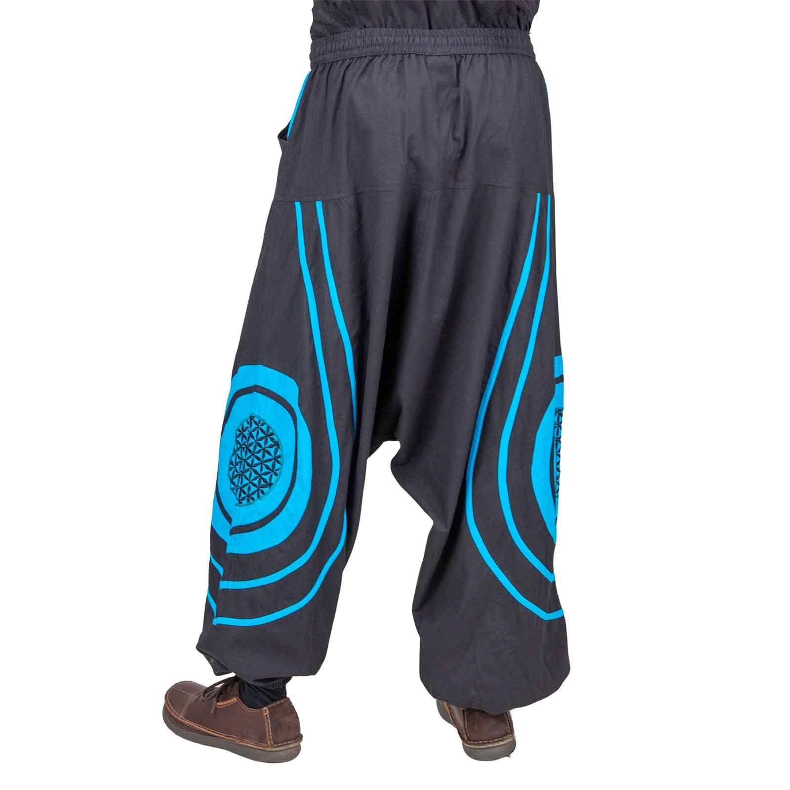 KUNST UND MAGIE Haremshose Baggy Pants Hippie Baumwolle Haremshose Lebensblume Flower of Life