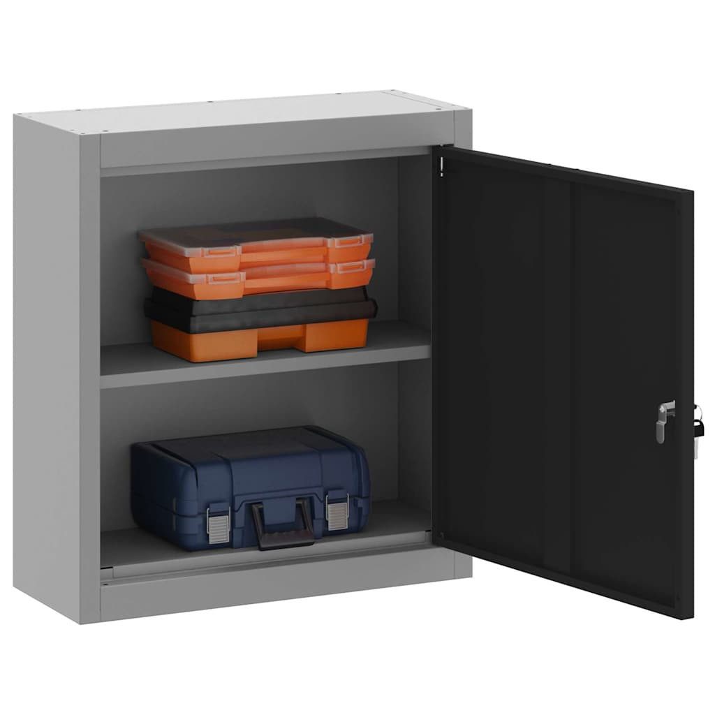 vidaXL Werkzeugbox Werkzeugschrank mit Regal Schwarz und Grau 50 x 20 x 55 cm (1 St)