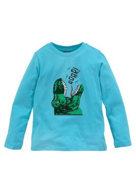 KIDSWORLD Langarmshirt mit Dino-Motiv aus Wendepailletten