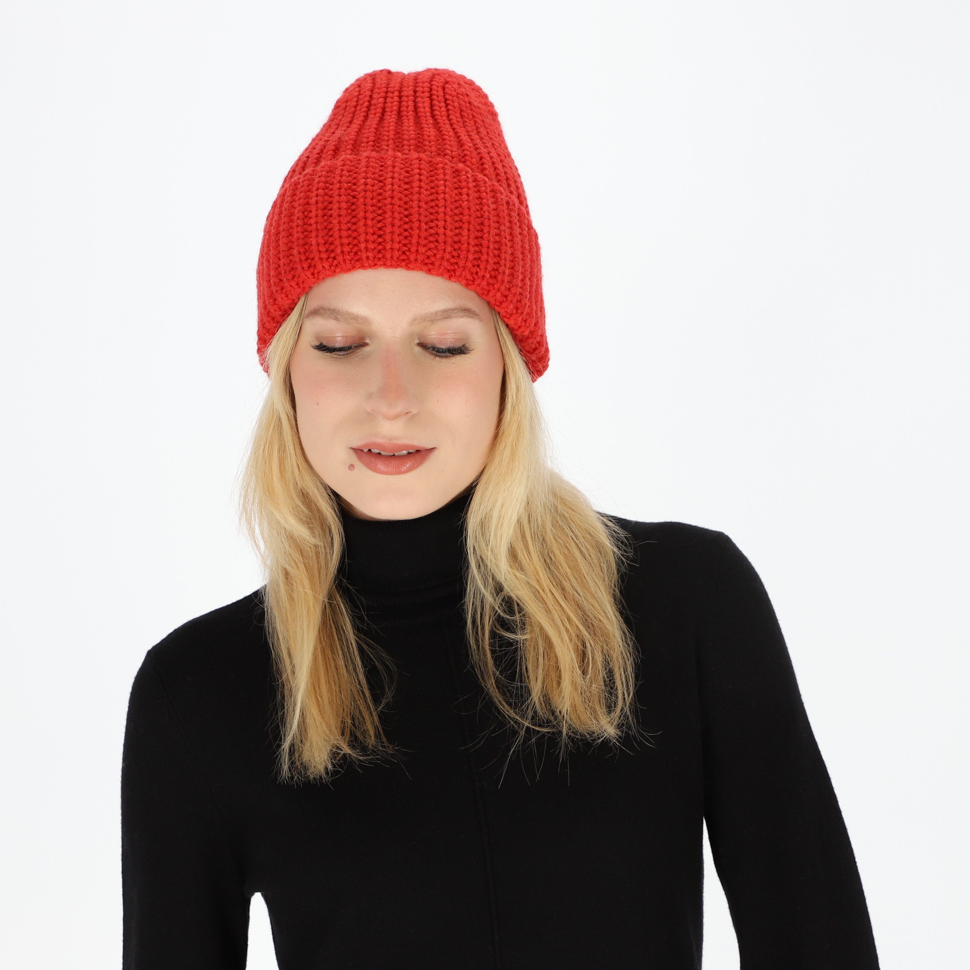 halsüberkopf Accessoires Strickmütze Grobstrickmütze mit breitem günstig online kaufen