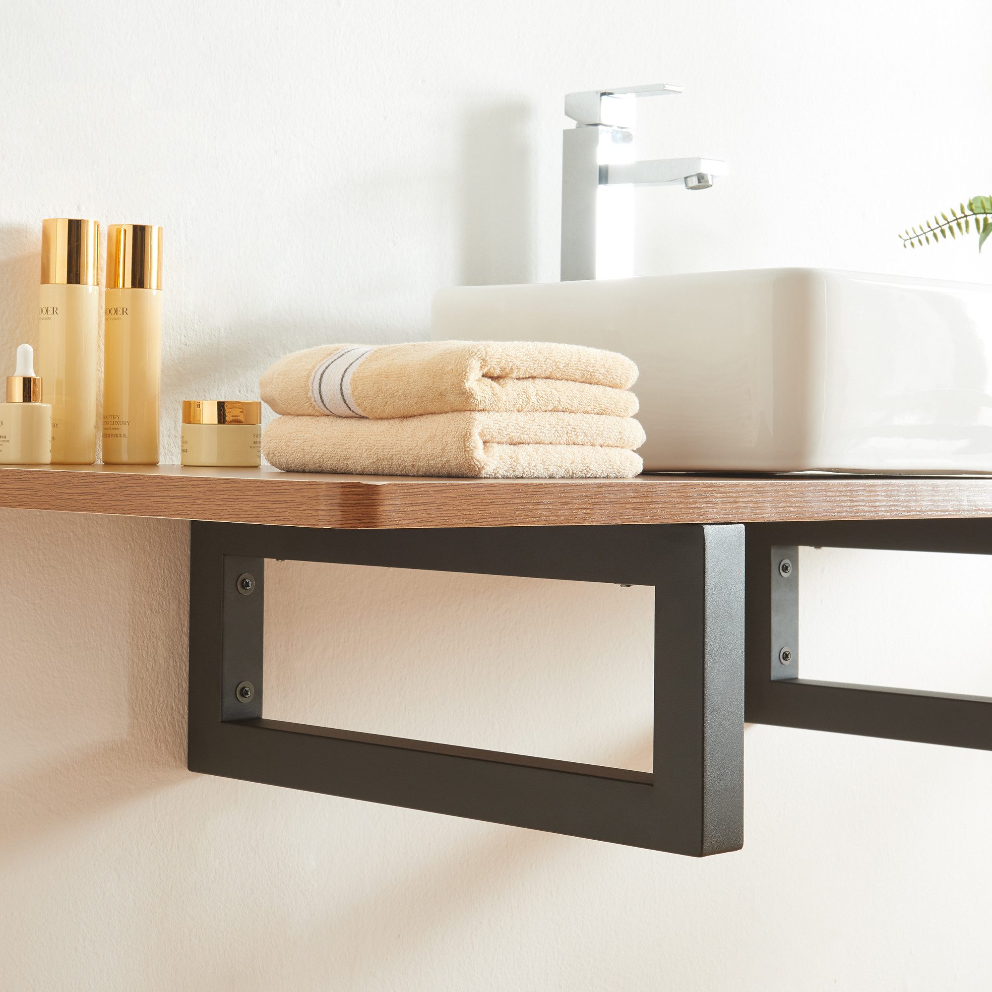en.casa Wandhalterung, (»Hawangen« 2er Set 50x20 cm Stahl Schwarz)