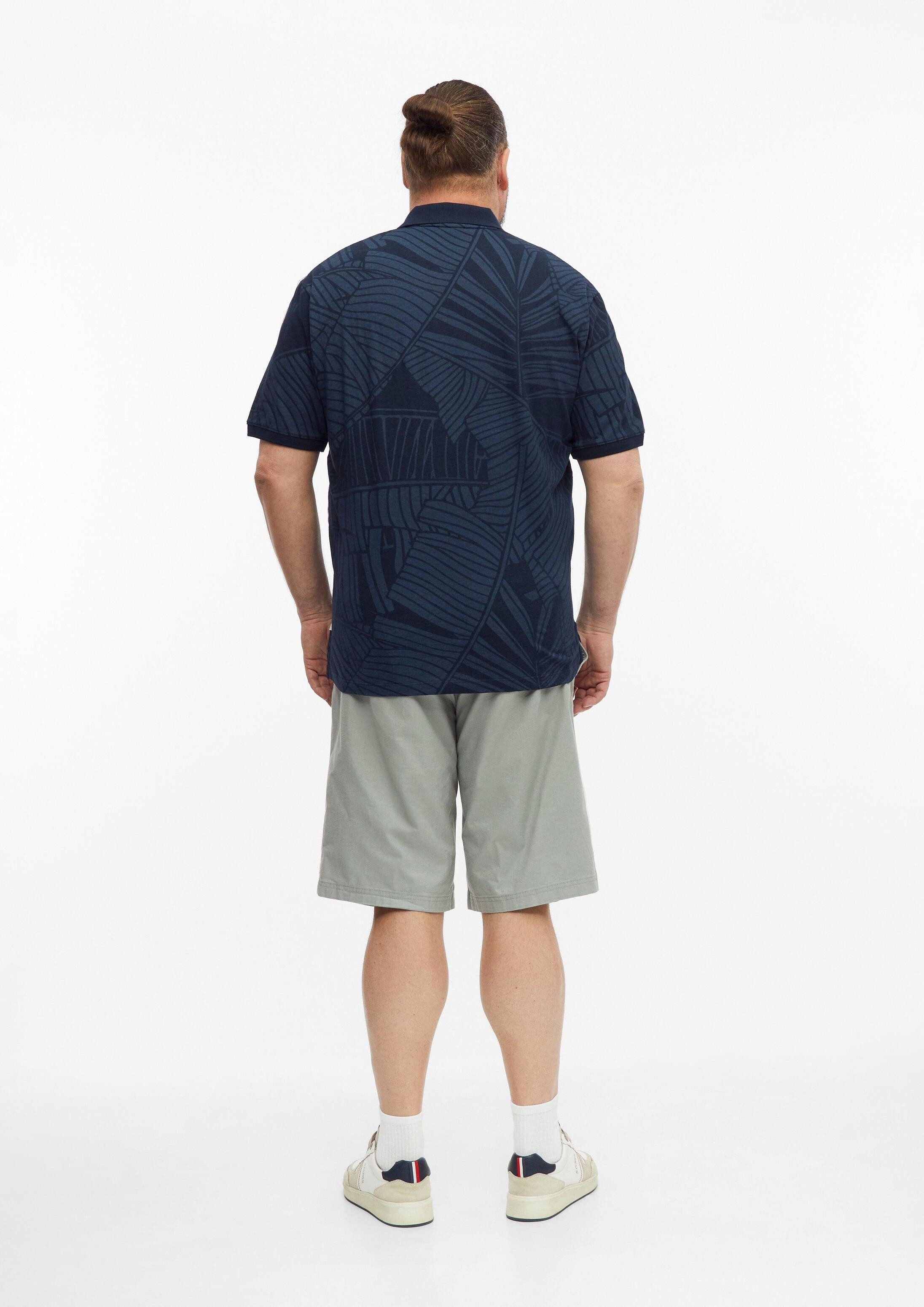 s.Oliver Kurzarmshirt Polo-Shirt Print-Poloshirt aus Baumwoll-Leinen-Mix