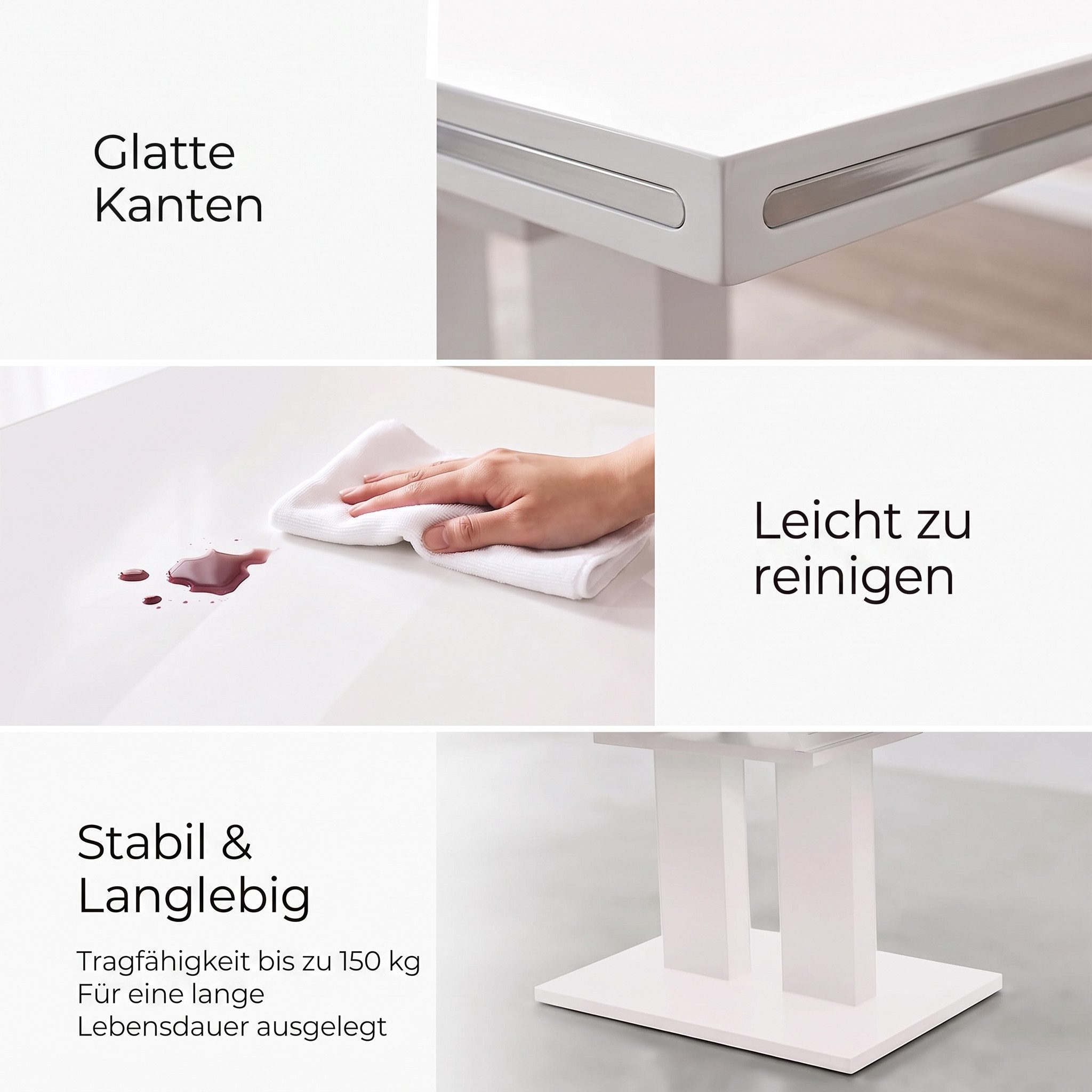 Jiexi Essgruppe Moderne Essgruppe 7/9 Set mit einem Esstisch und 6/8 Stühlen MDF – Bild 5 von 5