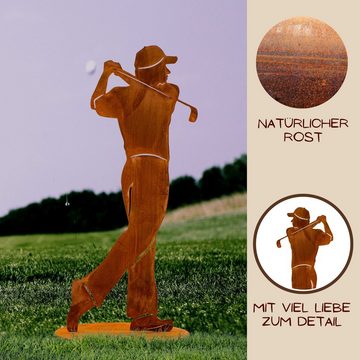 Rostikal Gartenfigur Golfspieler Figur, Gartendeko Rost oder Schwarz Golfer Skulptur, Handmade