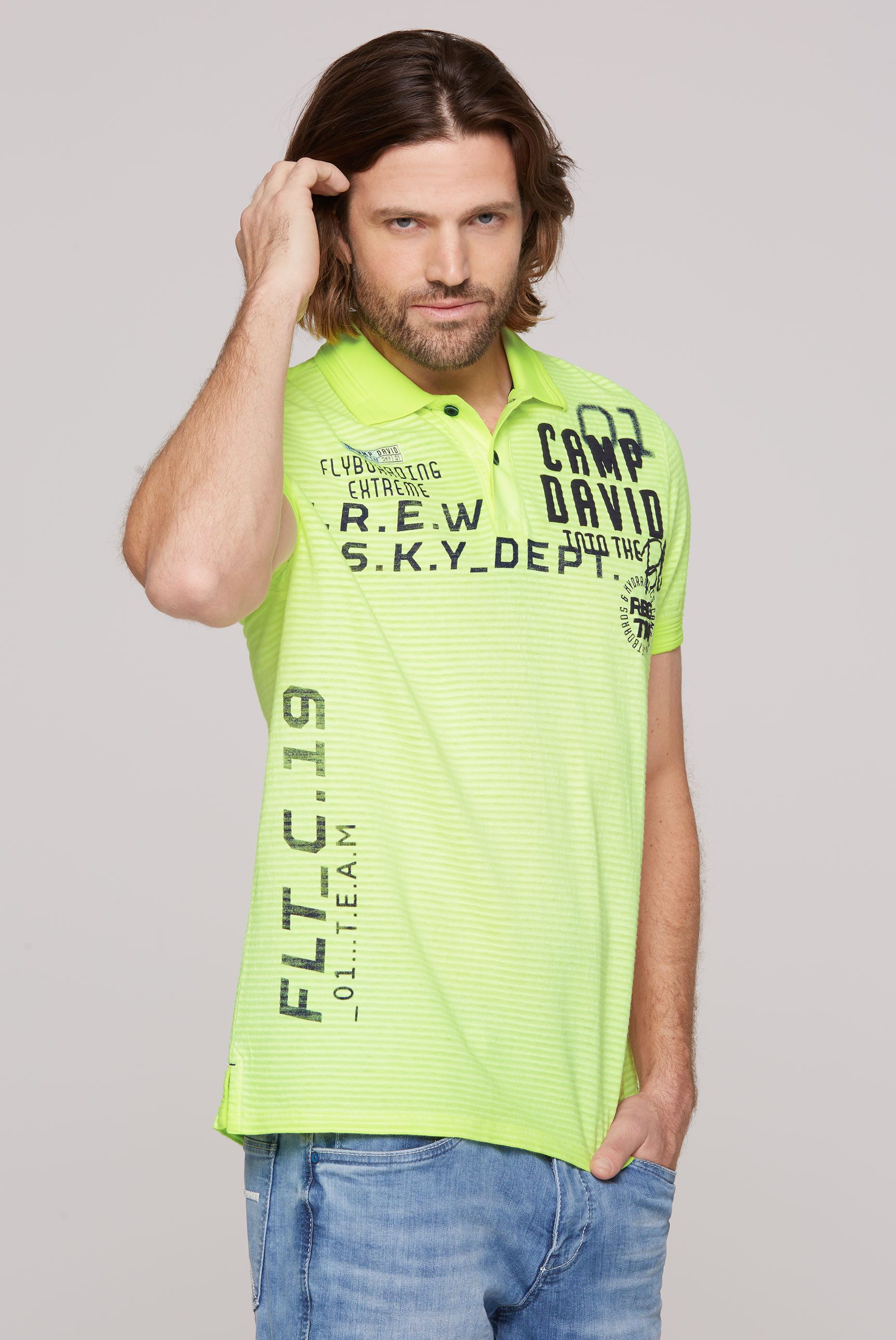 CAMP DAVID Poloshirt mit Logo Print günstig online kaufen