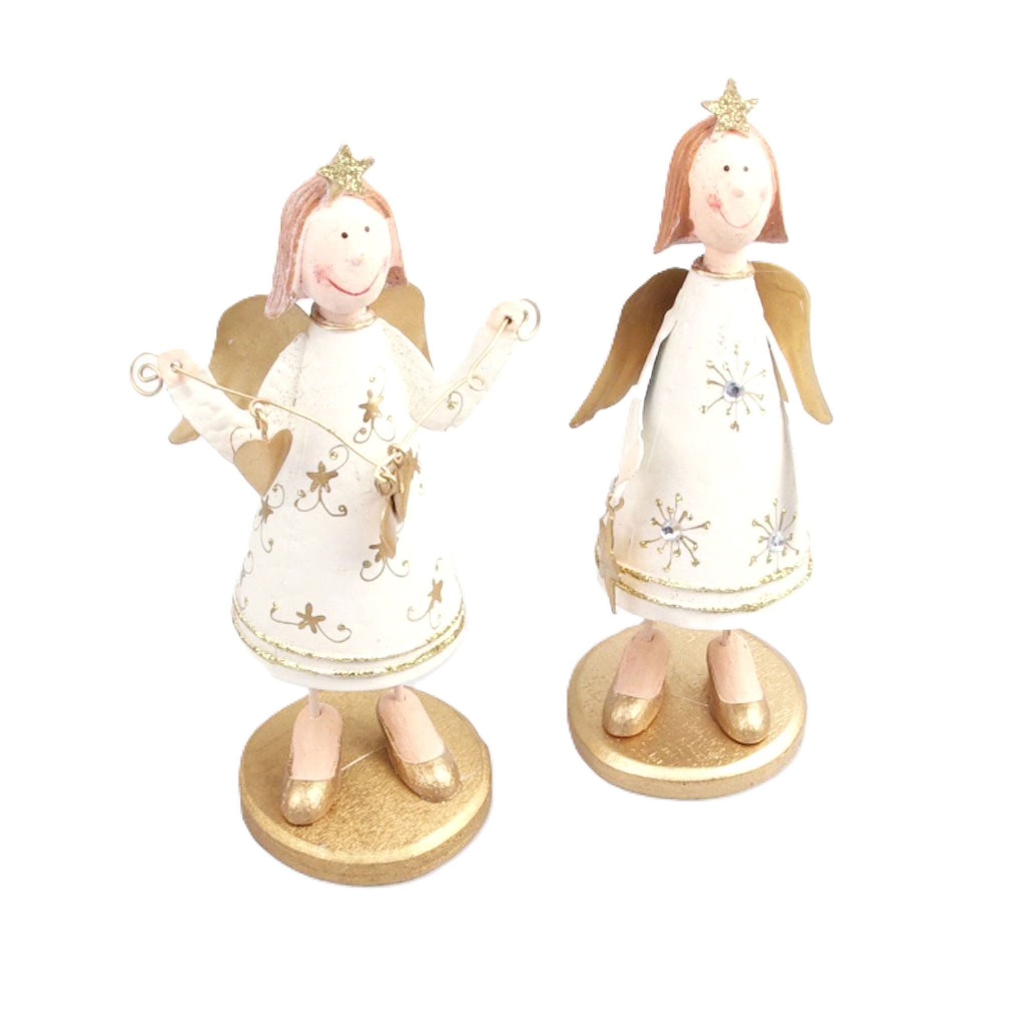 Deko AS Engelfigur Engelfiguren - Creme-Gold - Standfiguren - 2er Set - 15981 (2 St)
