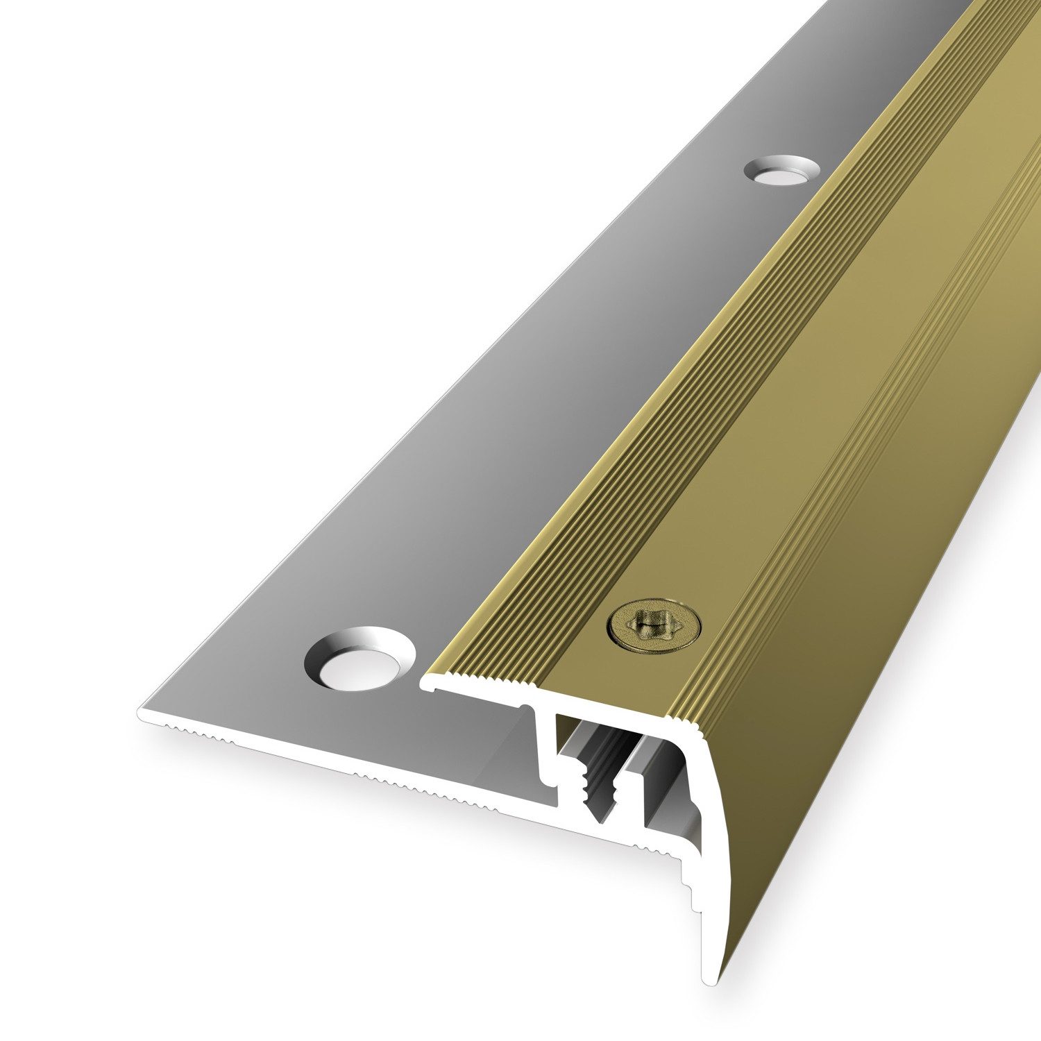 Küberit Treppenkantenprofil 21 x 21.5 x 2700 mm Winkelprofil Gold Gebohrt Aluminium