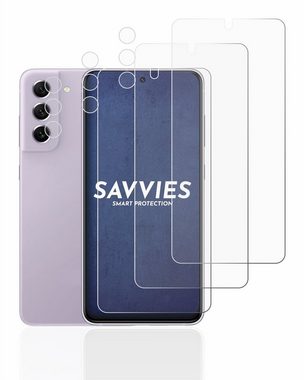 Savvies Schutzfolie für Samsung Galaxy S21 FE 5G (Display+Kamera), Displayschutzfolie, 6 Stück, Folie klar