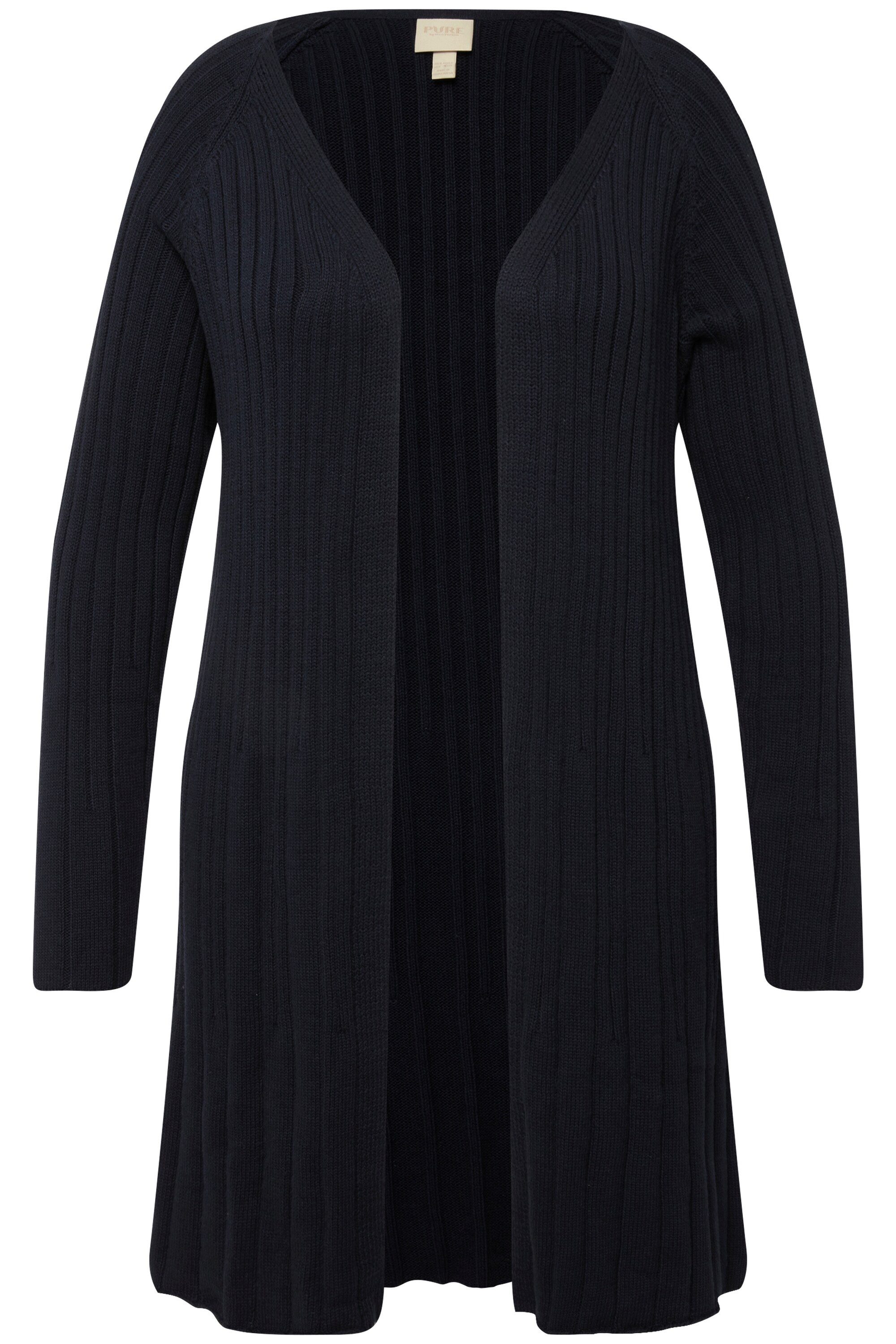 Ulla Popken Strickjacke Long-Strickjacke Strukturmix V-Ausschnitt günstig online kaufen