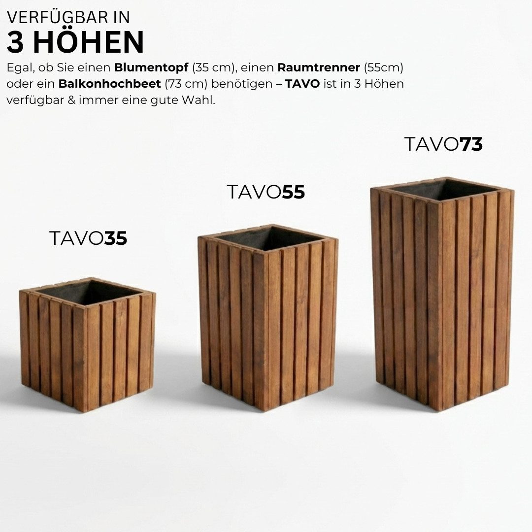 Mega-Holz Pflanzkübel Pflanzkübel Holz TAVO35 - Kiefer Blumenkasten für außen, massiv groß, 34/64/99/116x37x35 cm (BxTxH), Imprägniert, stabil