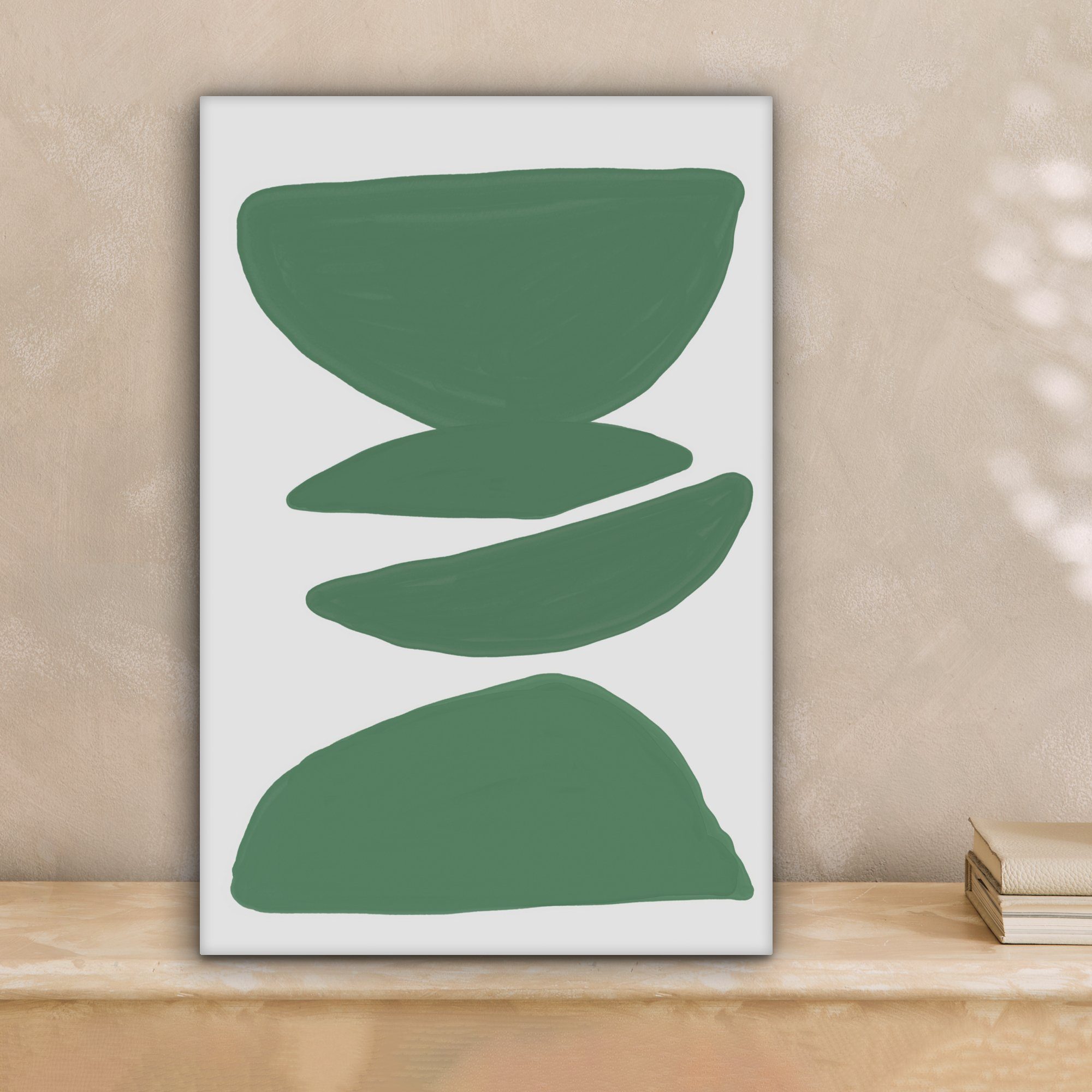 20x30 Formen OneMillionCanvasses® inkl. - - - fertig St), bespannt cm Grün Leinwandbild Zackenaufhänger, Abstrakt Leinwandbild Gemälde, (1 Modern,