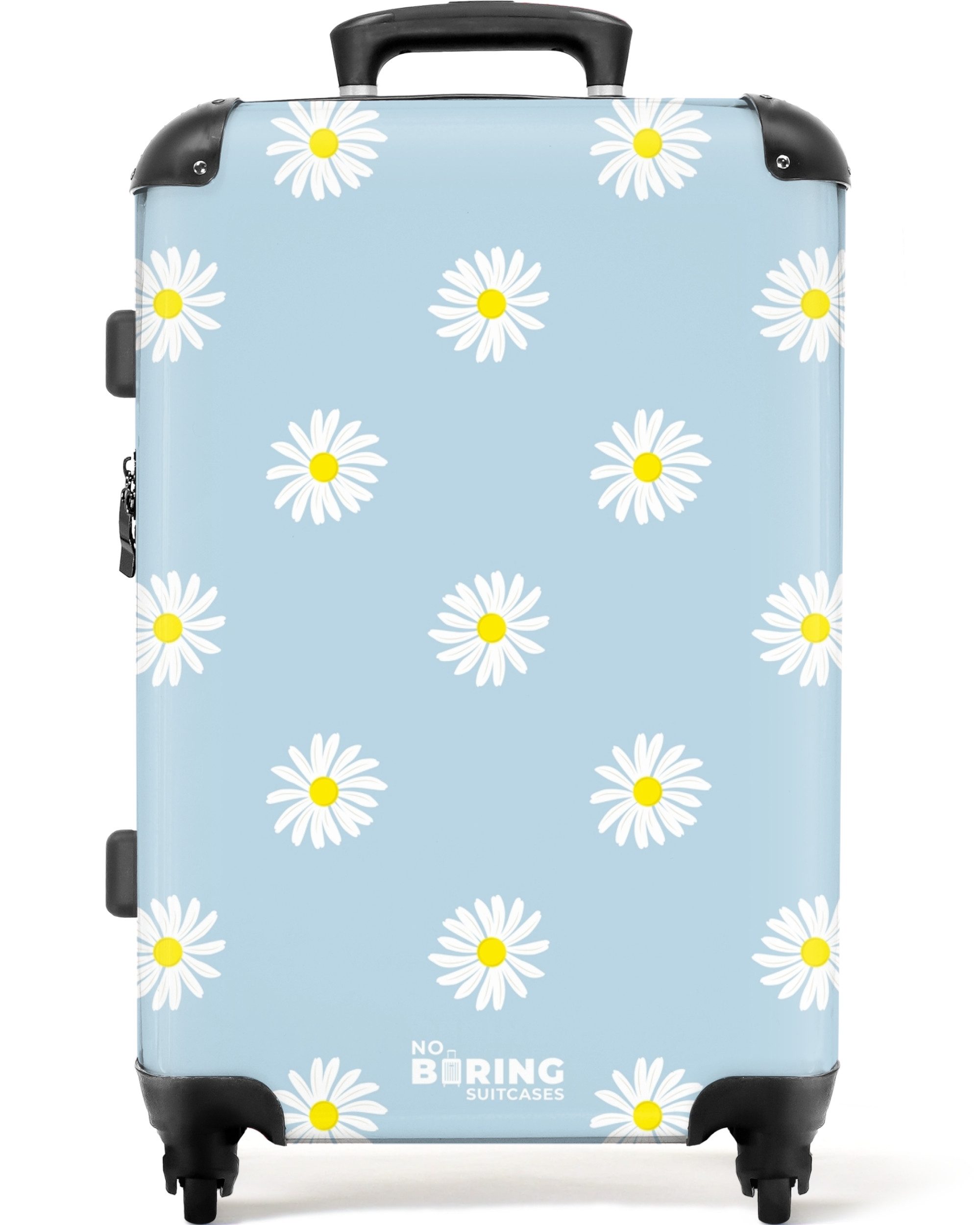 NoBoringSuitcases.com© Hartschalen-Trolley Pastellblau mit Gänseblümchen 67 günstig online kaufen