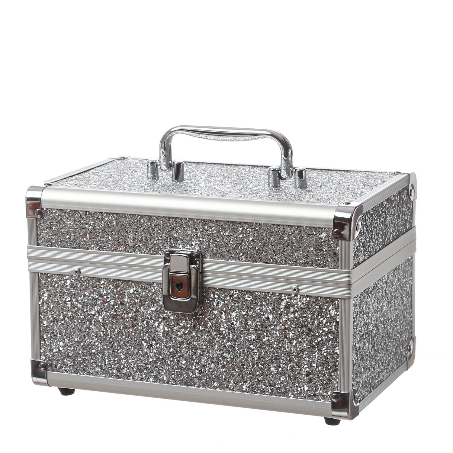 MARELIDA Скриньки для ювелірних виробів Schmuckkästchen silber Glitzer-Optik Klappfächer Скриньки для ювелірних виробів (1 St)