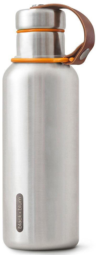 black+blum ml Isolierflasche 500 Kunstleder, Edelstahl, Tragschlaufe aus Insulated Bottle, orange