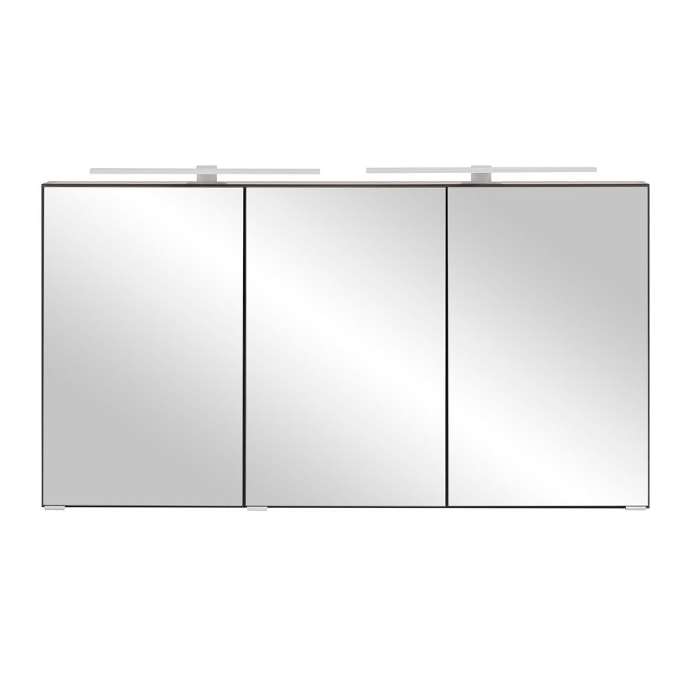 Lomadox Spiegelschrank VIDAGO-03 3D- 120 cm mit breit 120/64/20 Beleuchtung, LED cm B/H/T: graphit in
