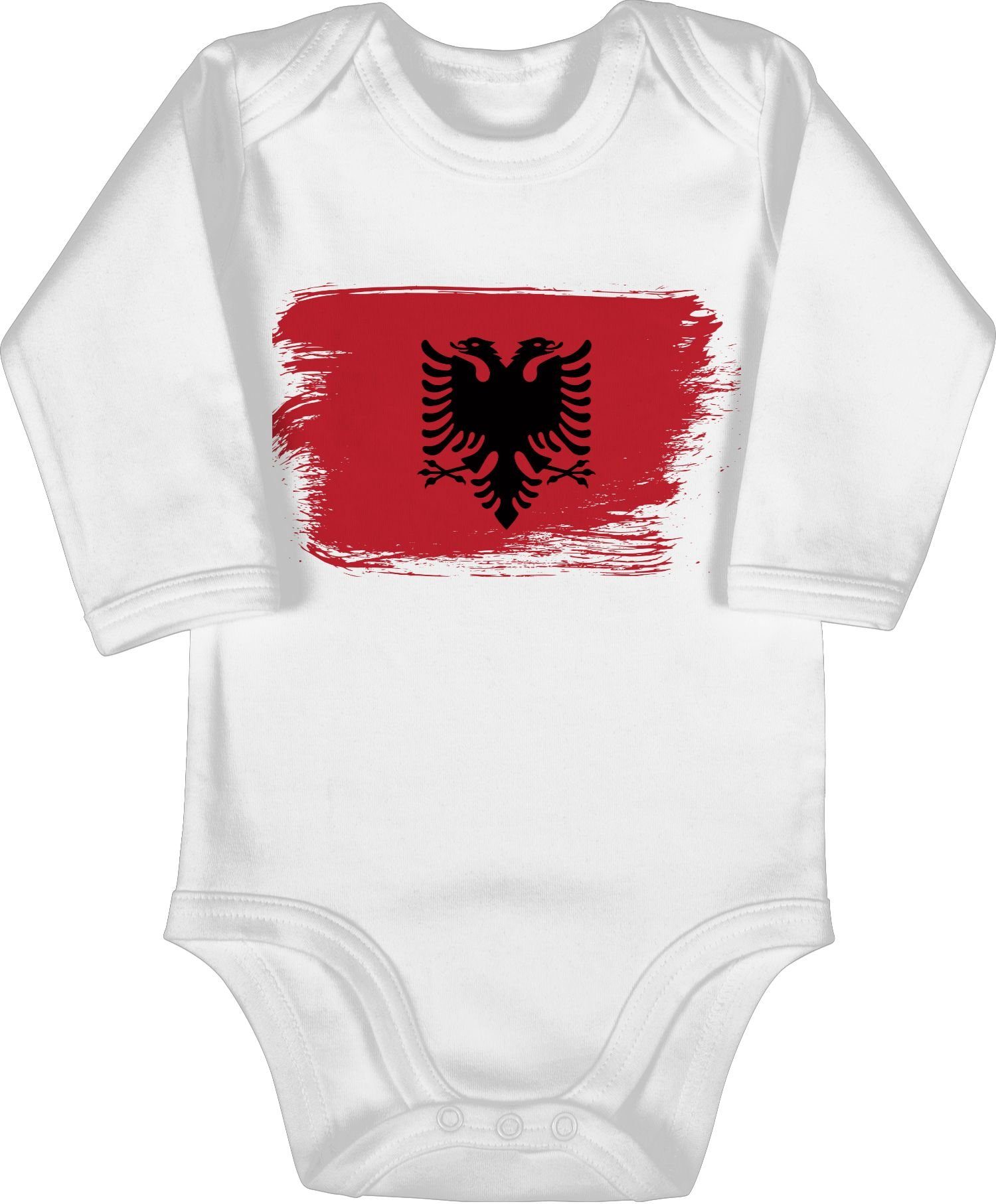 Shirtracer Shirtbody Flagge Vintage Albanien - Baby Länder Wappen - Bio Baby  Strampler langarm baby body fussball - albanische - albanien - albania