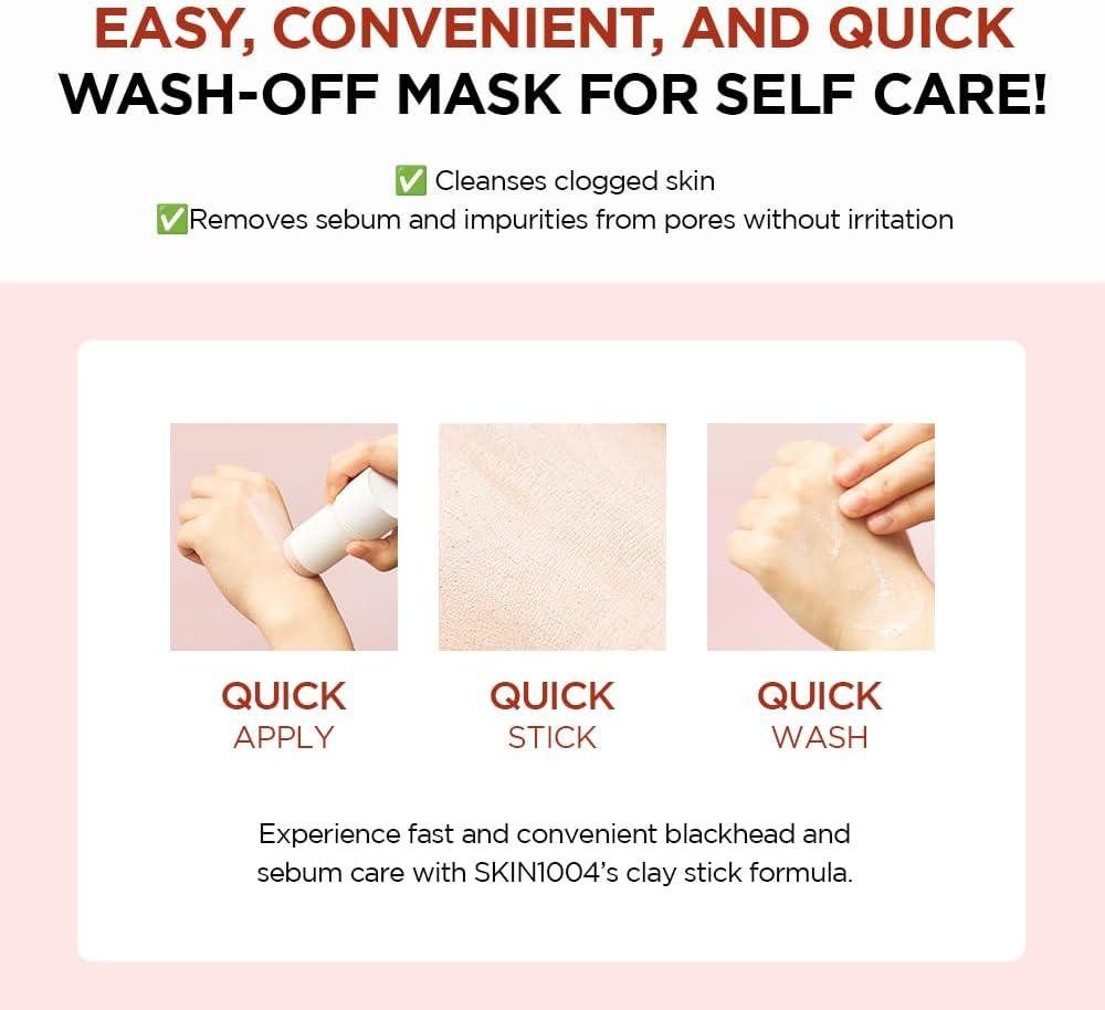 SKIN1004 Gesichtsmaske Madagascar Centella Poremizing Quick Clay Stick Mask – Tiefenreinigende Tonerde-Maske für verfeinerte Poren (27g), Stick-Format, Hygienische Anwendung, Ohne künstliche Duftstoffe