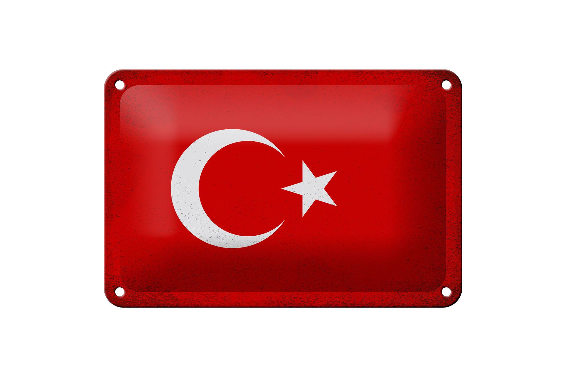 Femer GmbH Metallschild Flagge Türkei 18x12cm Flag of Turkey Vintage, (1 St), gewölbte Oberfläche, abgerundete Ecken, umgeschlagene Kanten