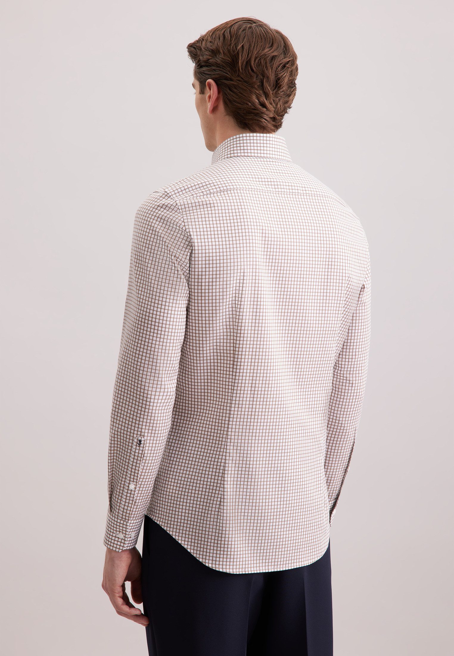 seidensticker Businesshemd Schwarze Rose Slim 1/1 Covered-Button-Down-Kragen Karo