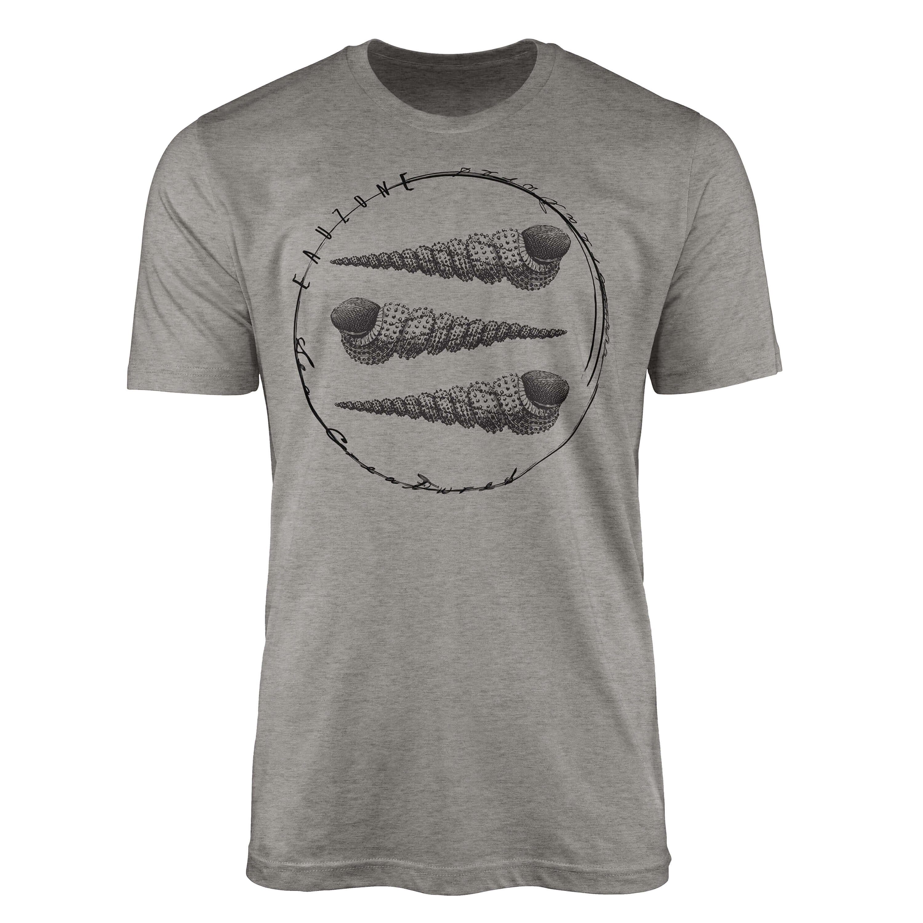 Sinus Art T-Shirt T-Shirt Tiefsee Fische - Serie: Sea Creatures, feine Struktur und sportlicher Schnitt / Sea 092 Ash