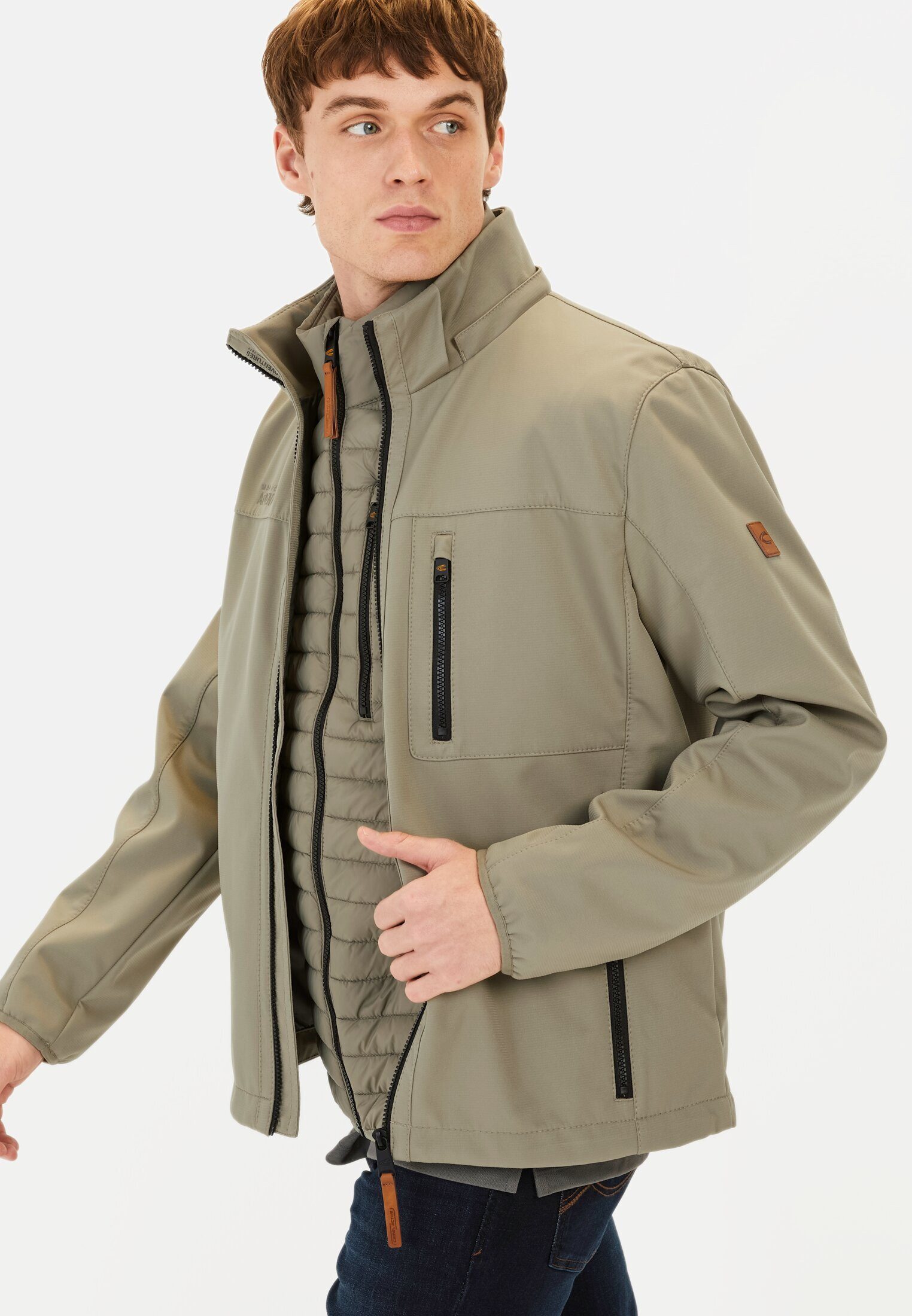 camel active Softshelljacke mit abnehmbarer Kapuze Langarm Kapuze Reflektierende Details