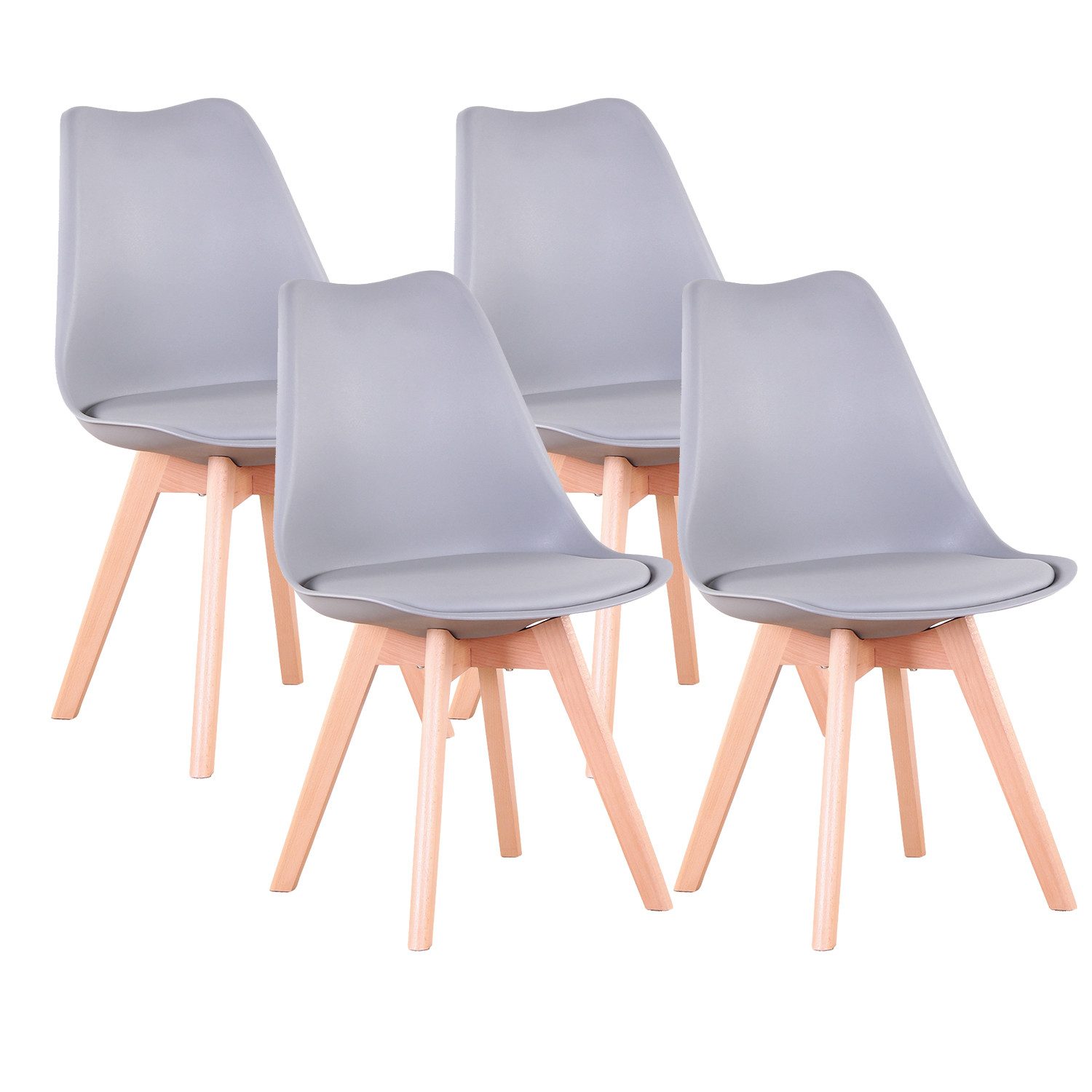 GrandCA HOME Esszimmerstuhl 4er/6er Set Esszimmerstuhl, Moderner Gepolsterter Küchenstuhl (4 St), mit Beine aus Buchenholz, grau
