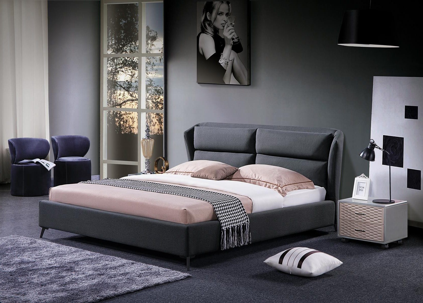 Xlmoebel Polsterbett Luxuriöses Design-Bett mit edlem Textilbezug und elegantem Look (Bett), Hergestellt in Europa