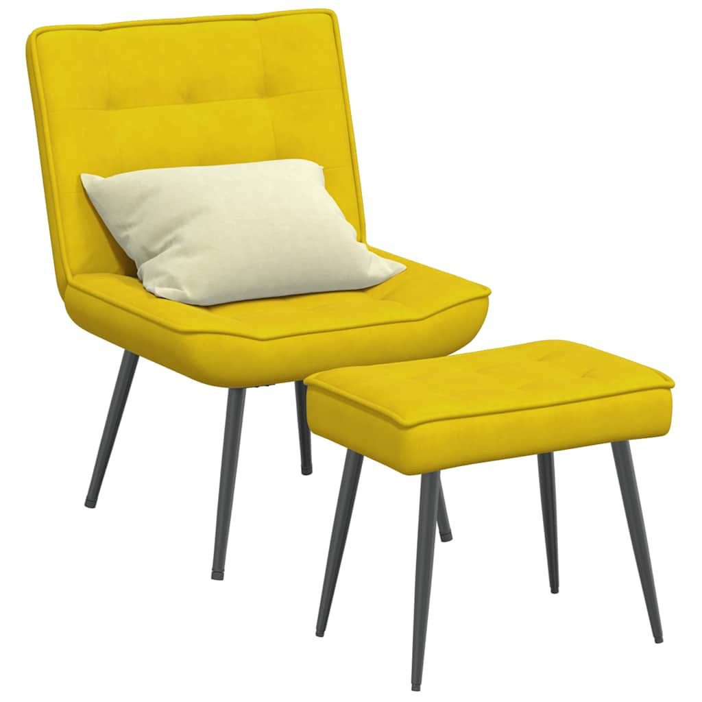 vidaXL Stuhl Relaxsessel mit Hocker Gelb Samt