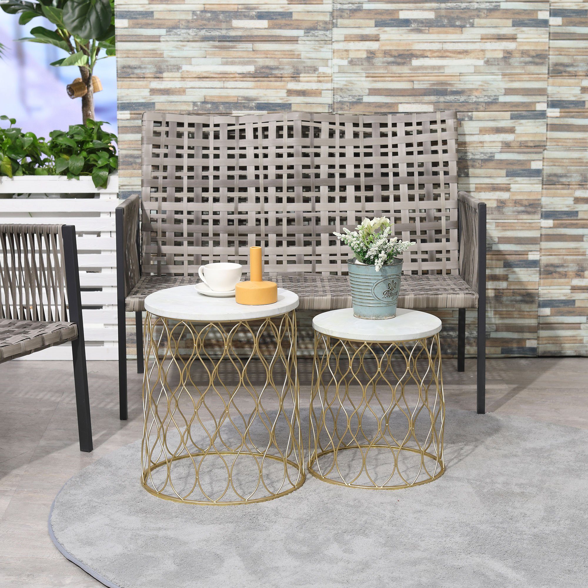 Outsunny Gartentisch Retro Drahtkorb Metallkorb Garten Satztisch Gartenmöbe günstig online kaufen