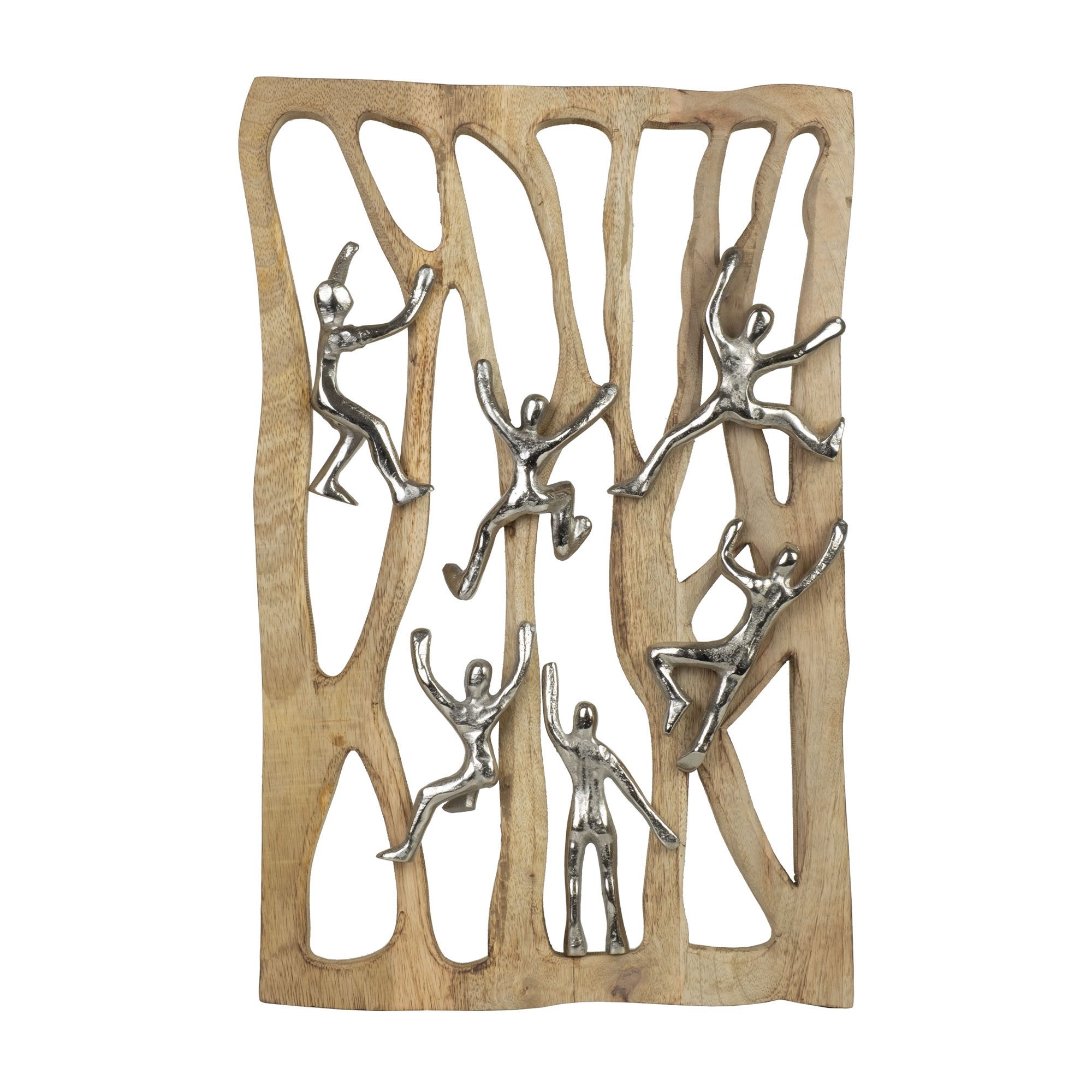 Moritz Skulptur Dekofigur Together We Rise 50,5 cm aus Mangoholz und Aluminium modern