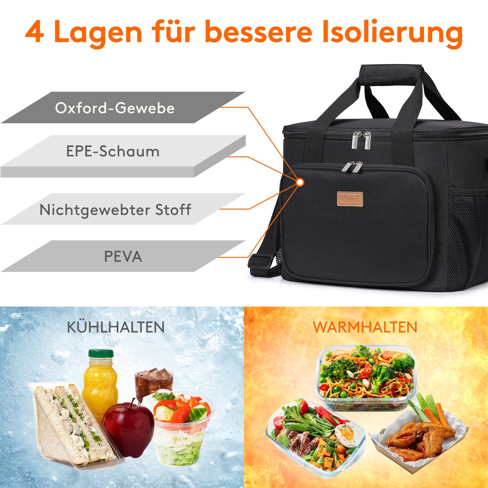 Lifewit Picknicktasche Kühltasche klein unterwegs, Isolierte Cooler Bag Lun günstig online kaufen