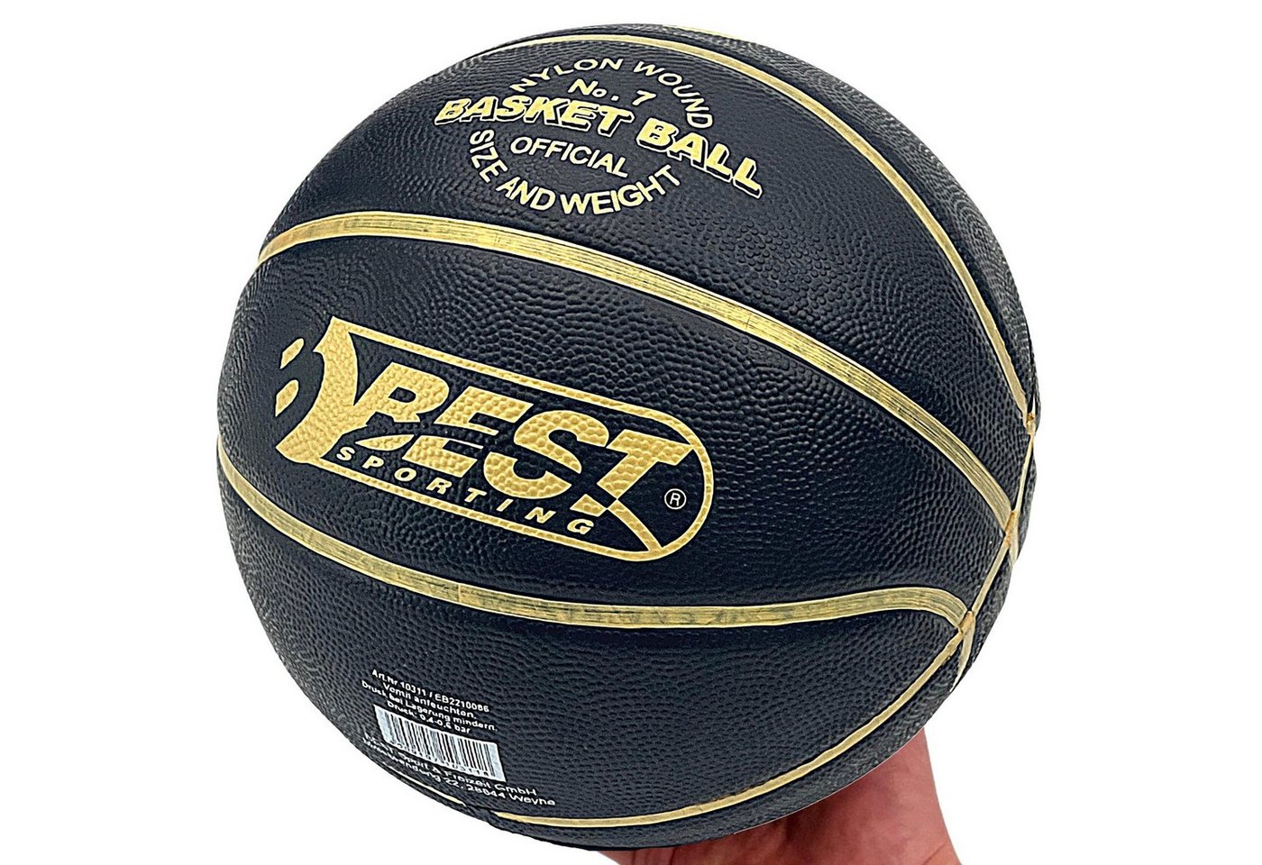 Best Sporting Spielball Hochwertiger Basketball PLAYOFF Outdoor Größe 7, I Basketball schwarz I Basketball mit offiziellem Gewicht & Größe