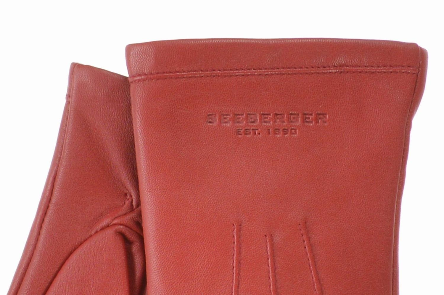 Seeberger Lederhandschuhe warm rubin Woll-Kaschmir-Futter Glattleder 0021 mit