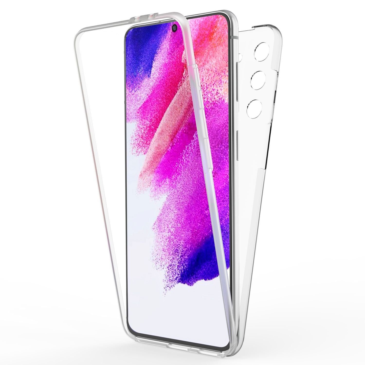 Nalia Smartphone-Hülle Samsung Galaxy S21 FE, Klare 360 Grad Hülle / Rundumschutz / Transparent / Displayschutz Case